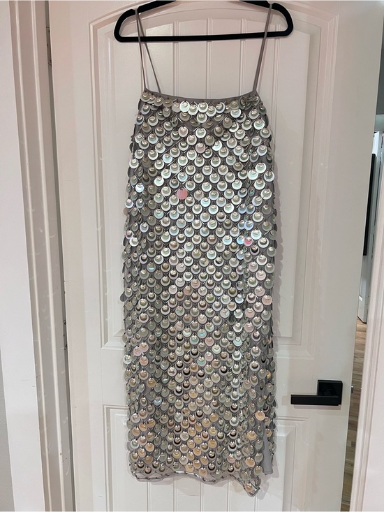 ASOS Dresses & Skirts - Iridescent Silver Sequin Midi Slip Dress